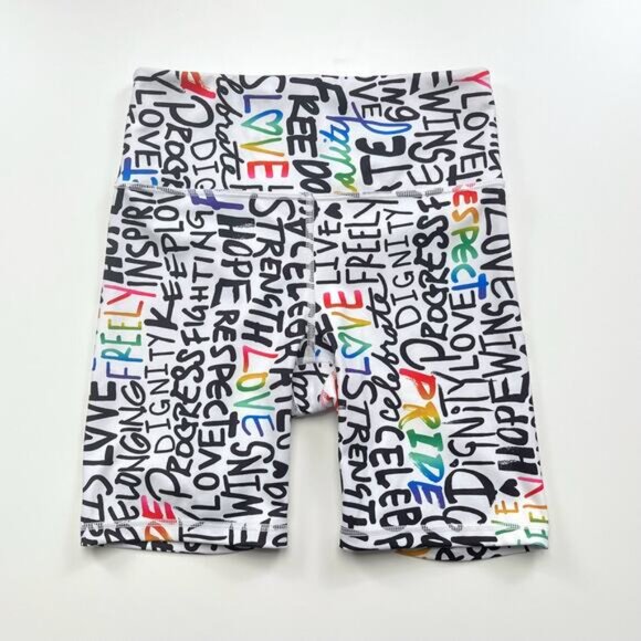Athleta Elation Train Short PRIDE Print Size Small Bike Cycle Gym Outdoor Studio - Picture 6 of 13